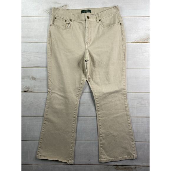 Vtg Lauren Jeans Co. Women’s 14 Cream Flare Leg Stretch Denim High Rise 90s - Picture 1 of 9
